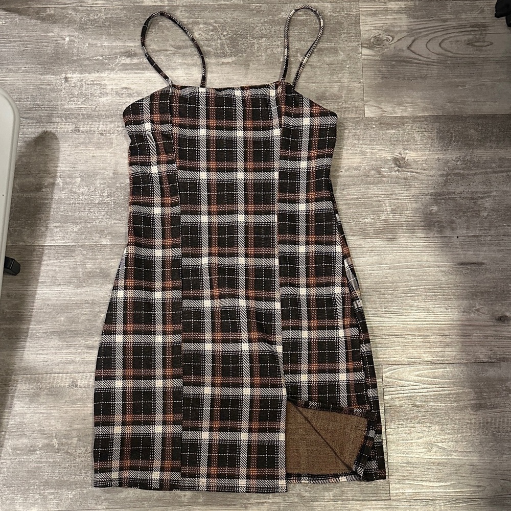 Eclipse Checkered Mini Dress with Spaghetti Straps